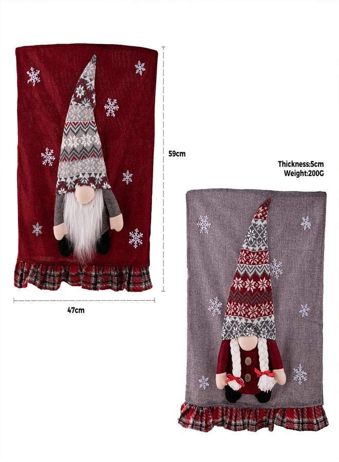 EXP VISION أغطية كراسي غنوم من إكسب فيجن، عبوة من قطعتين، ديكور كرسي عيد الميلاد قابل للتمدد مع أغطية كراسي تومتي غنومز حمراء ورمادية اللون، أغطية سانتا كلوز لغرفة الطعام والمكتب وحفلات أعياد الميلاد (أقزام تومتي ثلاثية الأبعاد) - Image 4